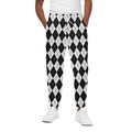 Black And White Argyle Pattern Print Cotton Sweatpants