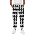 Black And White Argyle Pattern Print Cotton Pants