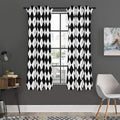 Black And White Argyle Pattern Print Grommet Curtain Panels