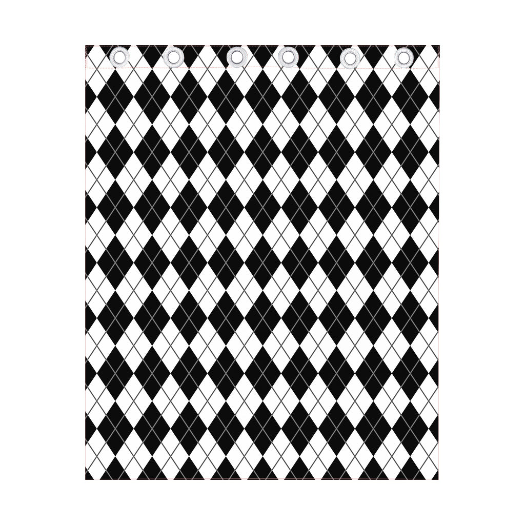 Black And White Argyle Pattern Print Curtain