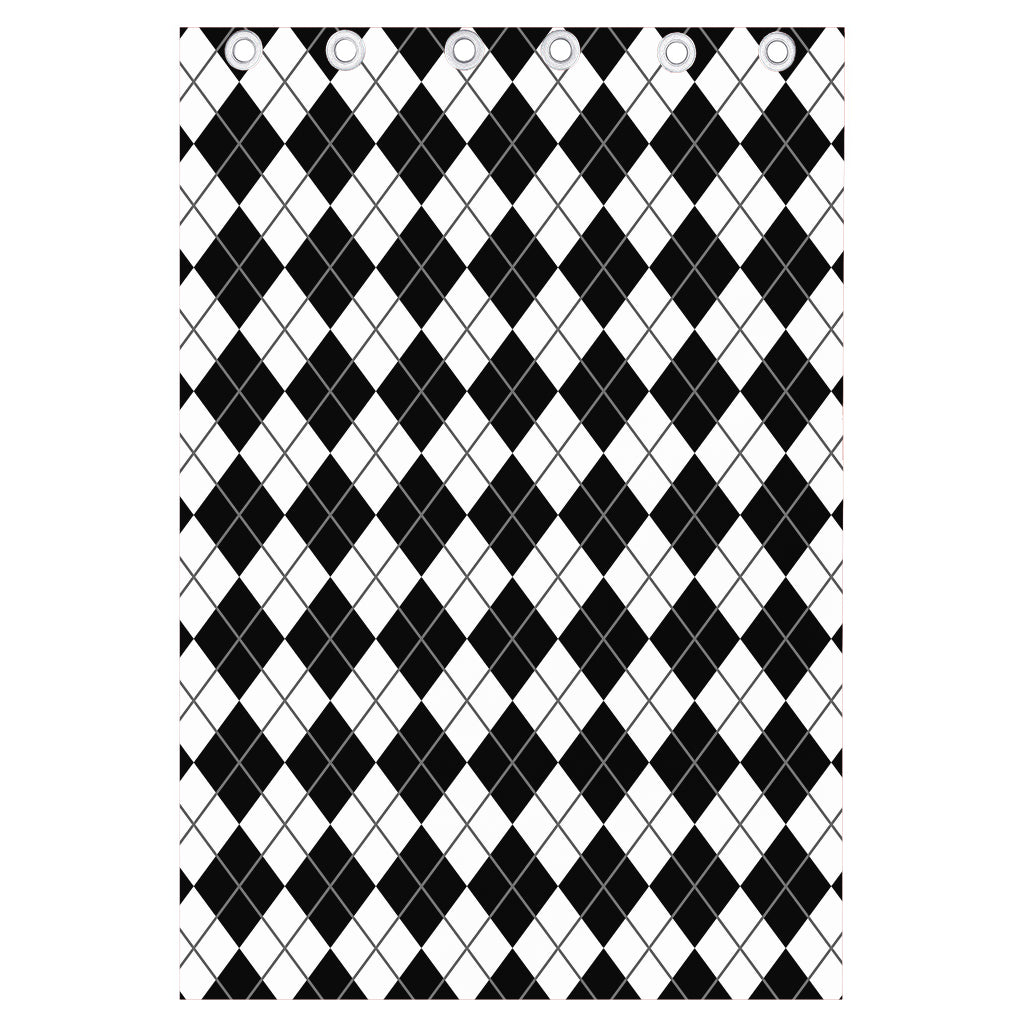 Black And White Argyle Pattern Print Curtain