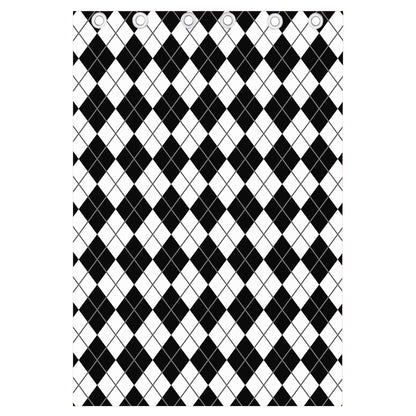 Black And White Argyle Pattern Print Curtain