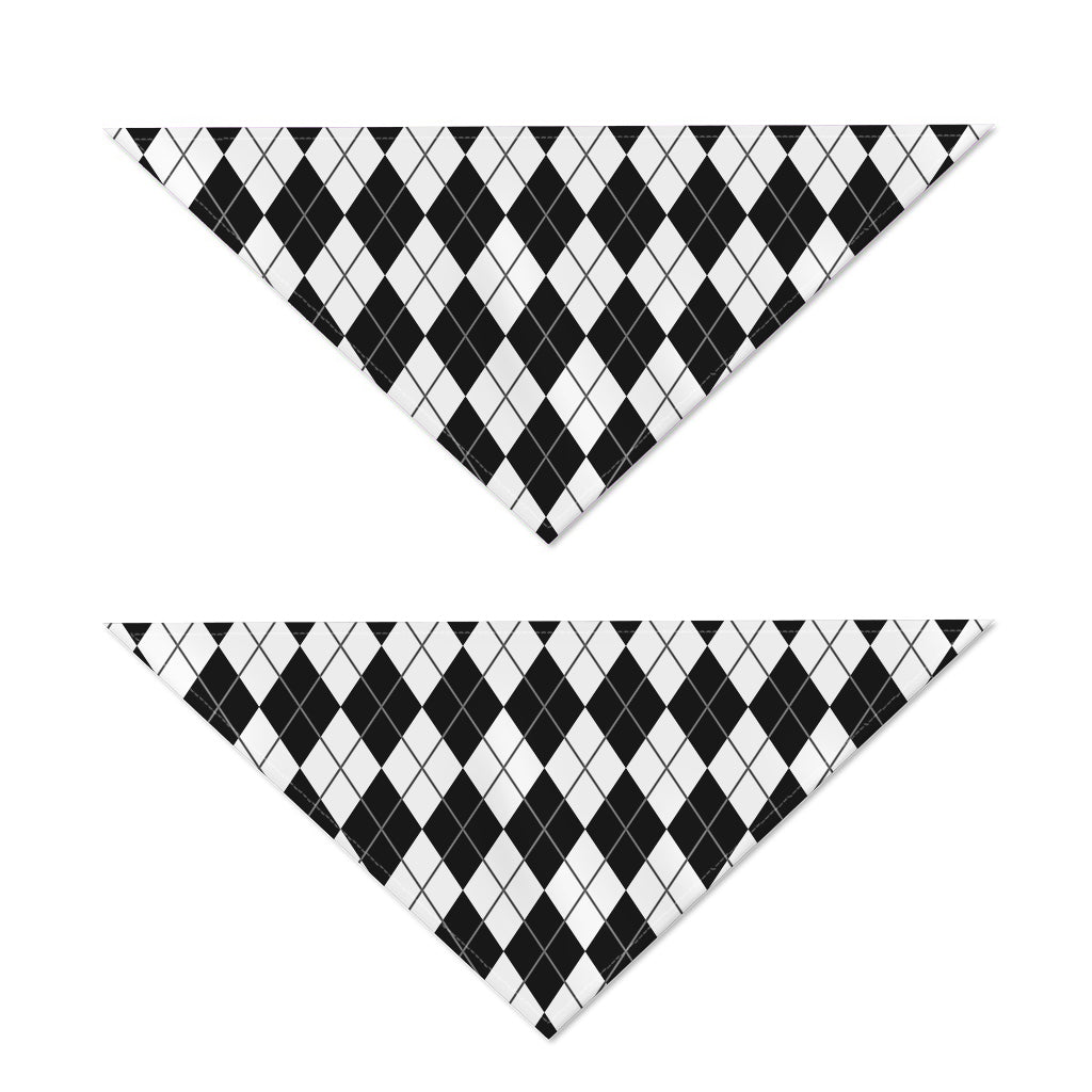 Black And White Argyle Pattern Print Dog Bandana