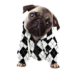 Black And White Argyle Pattern Print Dog Zip Up Hoodie