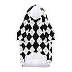 Black And White Argyle Pattern Print Dog Zip Up Hoodie