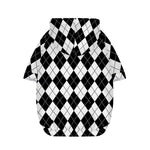 Black And White Argyle Pattern Print Dog Zip Up Hoodie