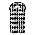 Black And White Argyle Pattern Print Double Neoprene Wine Tote