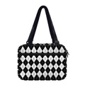 Black And White Argyle Pattern Print Double Strap Bible Bag