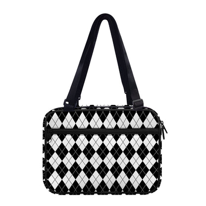 Black And White Argyle Pattern Print Double Strap Bible Bag