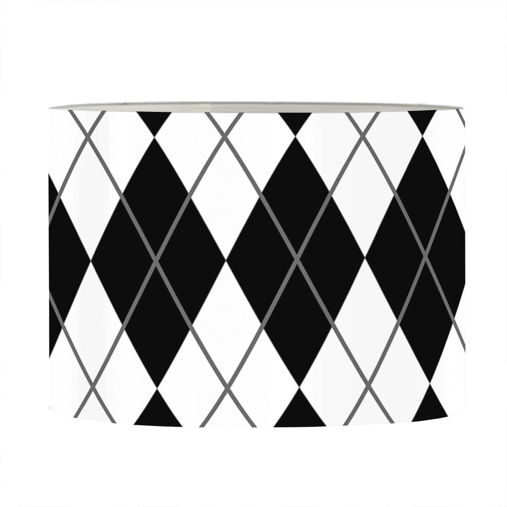 Black And White Argyle Pattern Print Drum Lamp Shade