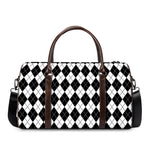 Black And White Argyle Pattern Print Duffle Bag