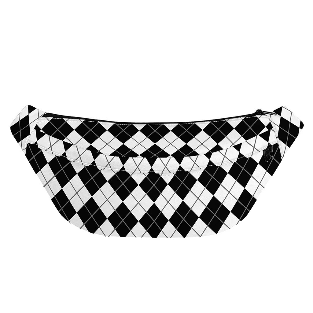 Black And White Argyle Pattern Print Fanny Pack