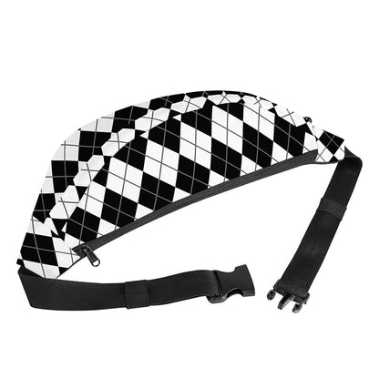 Black And White Argyle Pattern Print Fanny Pack