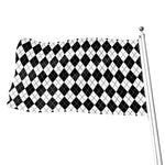 Black And White Argyle Pattern Print Flag