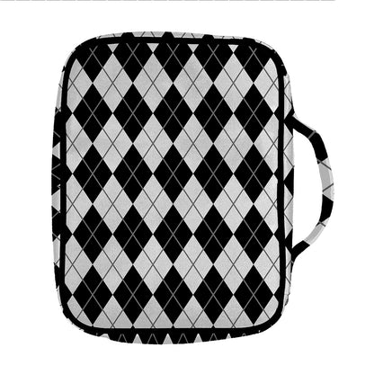 Black And White Argyle Pattern Print Front Pocket Bible Bag