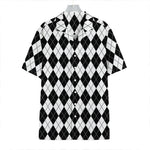 Black And White Argyle Pattern Print Hawaiian Shirt
