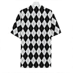 Black And White Argyle Pattern Print Hawaiian Shirt