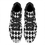 Black And White Argyle Pattern Print High Top Leather Sneakers