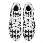 Black And White Argyle Pattern Print High Top Leather Sneakers