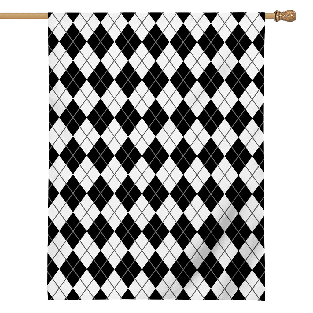Black And White Argyle Pattern Print House Flag