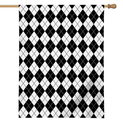 Black And White Argyle Pattern Print House Flag