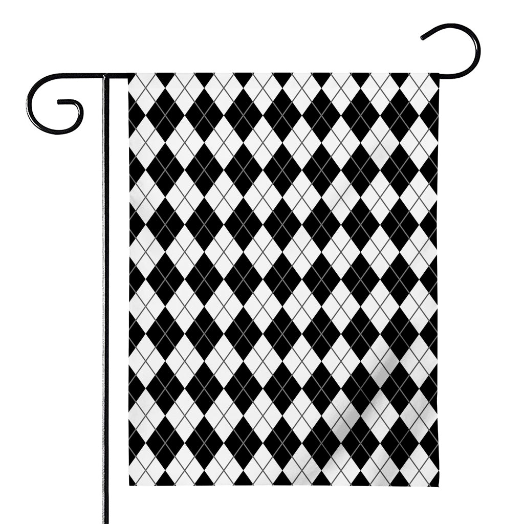 Black And White Argyle Pattern Print House Flag