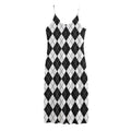 Black And White Argyle Pattern Print Jersey Midi Cami Dress