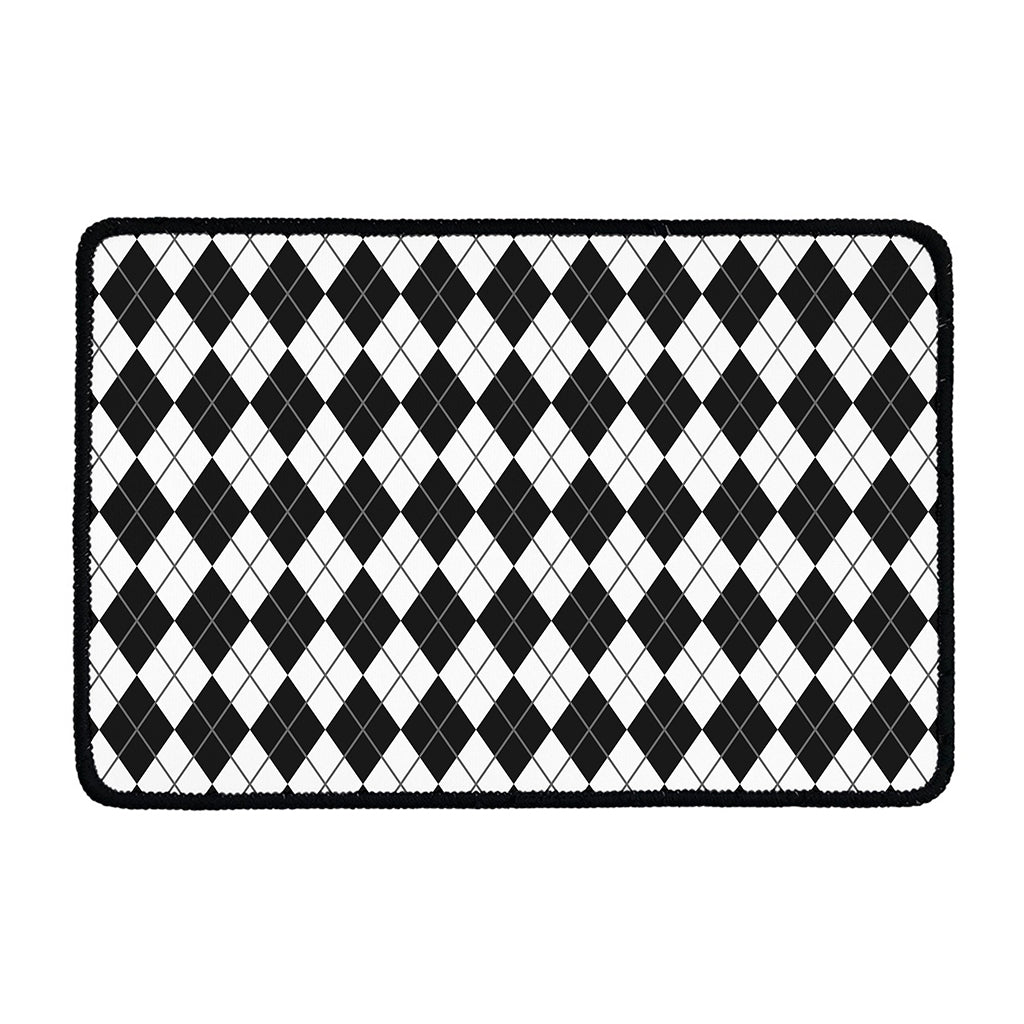Black And White Argyle Pattern Print Kitchen Mat
