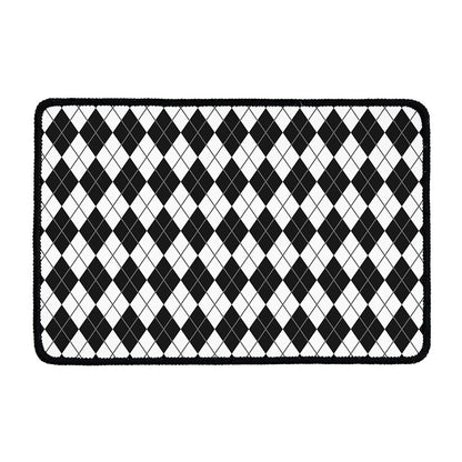 Black And White Argyle Pattern Print Kitchen Mat