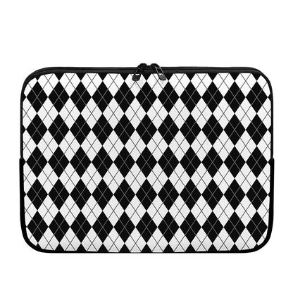 Black And White Argyle Pattern Print Laptop Sleeve