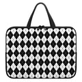 Black And White Argyle Pattern Print Laptop Sleeve With Handle