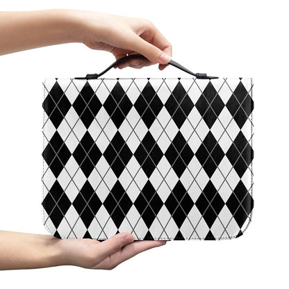 Black And White Argyle Pattern Print Leather Bible Cover