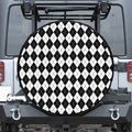 Black And White Argyle Pattern Print Leather Spare Tire Cover