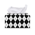 Black And White Argyle Pattern Print Leather Tissue Box Cover
