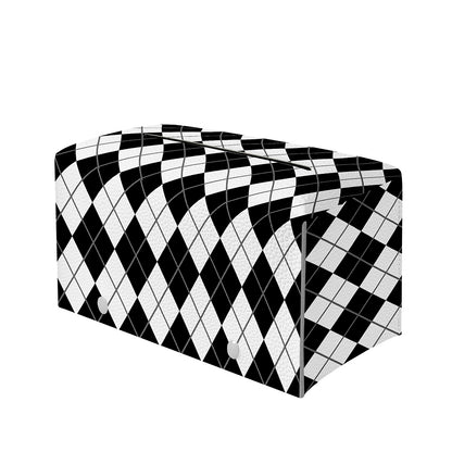 Black And White Argyle Pattern Print Leather Tissue Box Cover