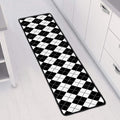 Black And White Argyle Pattern Print Long Kitchen Mat