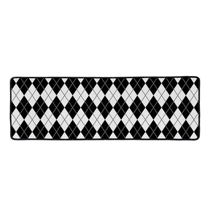 Black And White Argyle Pattern Print Long Kitchen Mat