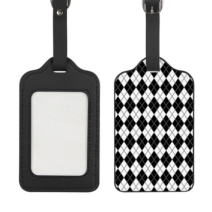 Black And White Argyle Pattern Print Luggage Tag