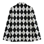 Black And White Argyle Pattern Print Men's Blazer