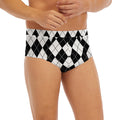 Black And White Argyle Pattern Print Men's Briefs