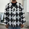 Black And White Argyle Pattern Print Men's Shirt Jacket