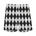 Black And White Argyle Pattern Print Men's Athletic Shorts