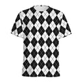Black And White Argyle Pattern Print Men's Athletic T-Shirt