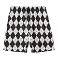 Black And White Argyle Pattern Print Men's Swim Trunks