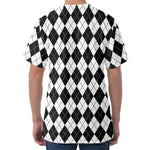 Black And White Argyle Pattern Print Men's Velvet T-Shirt