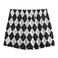 Black And White Argyle Pattern Print Mesh Shorts