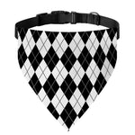Black And White Argyle Pattern Print Over The Collar Dog Bandana