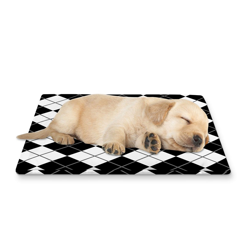 Black And White Argyle Pattern Print Pet Cooling Mat Cover