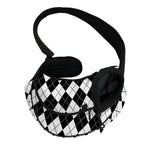 Black And White Argyle Pattern Print Pet Sling Carrier