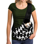 Black And White Argyle Pattern Print Pet Sling Carrier